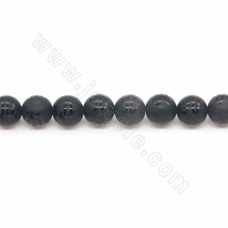Perles agate noire chaufé mate ronde sur fil Taille 10mm trou 1.2mm 15~16"/fil