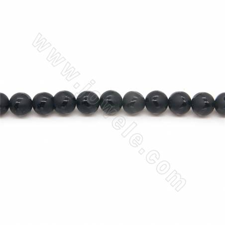 Riscaldato agata nera opaca filo con modello rotondo diametro 8 mm foro 1 mm lunghezza 39 ~ 40 cm / filo