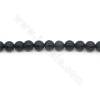 Heated Matte Black Agate Beads Strand With Pattern Round Diameter 8mm Hole 1mm Length 39~40cm/Strand