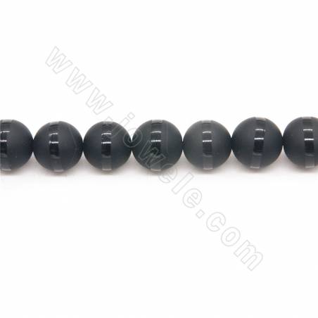 縞模様の円形の直径10mmの穴1.2mmの長さ39~40cm/Strandが付いている熱された無光沢の黒い瑪瑙のビードの繊維