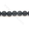 Heated Matte Black Agate Beads Strand With Stripe Pattern Round Diameter 12mm Hole 1.5mm Length 39~40cm/Strand
