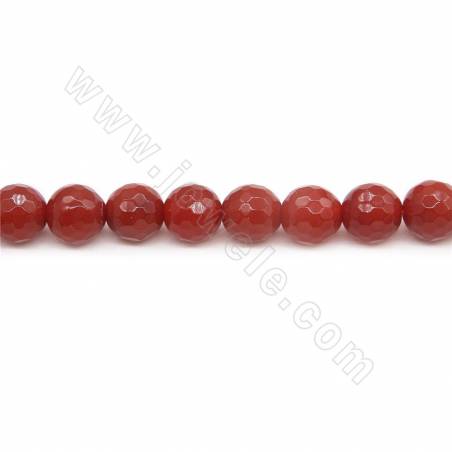 Perles Agate rouge ronde facette sur fil  Taille 8mm trou 1.2mm 15~16"/fil