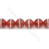 Natural Red Agate Beads Strand With Rhinestone Round Diameter 10mm Hole 1.2mm Length 39~40cm/Strand