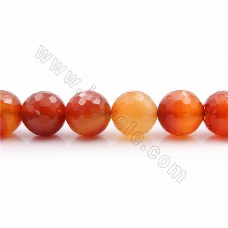Natürliche rote Achat Perlen Stränge, facettierte Runde, Größe  20 mm, Loch 2,5 mm, Länge 15 ~ 16 "/ Strang