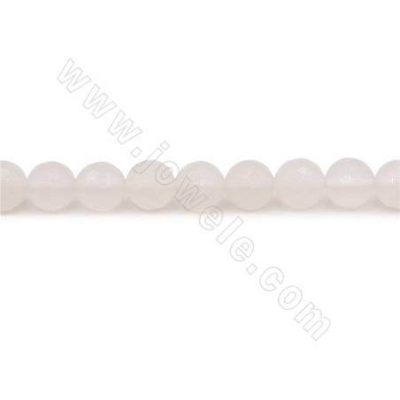 Perles Agate blanche ronde facette sur fil  Taille 8mm trou 1mm 15~16"/fil