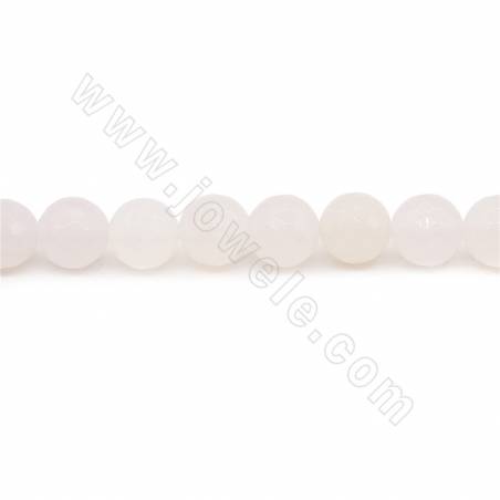 Perles Agate blanche ronde facette sur fil  Taille 10mm trou 1mm 15~16"/fil