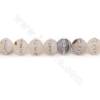Perles Agate grise avec strass ronde sur fil Taille 10mm trou 1.2mm 15~16"/fil