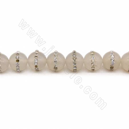 Perline di agata grigia naturale filo con strass diametro rotondo 10 mm foro 1 mm lunghezza 39 ~ 40 cm / filo