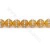 Natural Yellow Agate Beads Strand With Rhinestone Round Diameter 10mm Hole 1mm Length 39~40cm/Strand