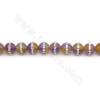 Perles Agate jaune et violet avec strass ronde sur fil Taille 8mm trou 1mm 15~16"/fil