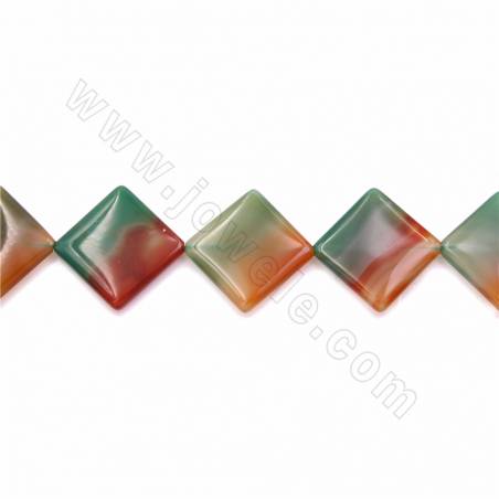 Grânulos Ágata Multicolor Natural, Losango, Tamanho 39x39mm, Grosso 6mm, Orifício 1.2mm,Comprimento 15~16"/pç