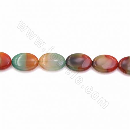 Natural Rainbow Agate Beads Strand Flat Oval Size18x25mm Hole 1.2mm 39-40cm/Strand