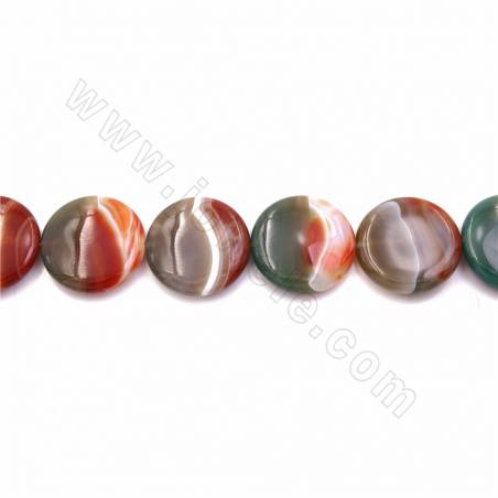 Fili di perline di agata arcobaleno naturale, rotondo piatto, dimensioni 40 mm, spessore 10 mm, foro 1,5 mm, 10  perline/filo