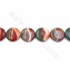 Grânulos Ágata Multicolor Natural, Redondo plano, Diâmetro 40mm, Grosso 10mm, Orifício 1.5mm,10unidades/cadeia