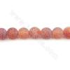 Perles Agate patinée chauffé mate ronde sur fil  Taille 10mm trou 1mm 15~16"/fil