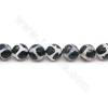 Heated Tibetan Dzi Agate Beads Strand Faceted Round Diameter 12mm Hole 1.2mm Length  39~40cm/Strand