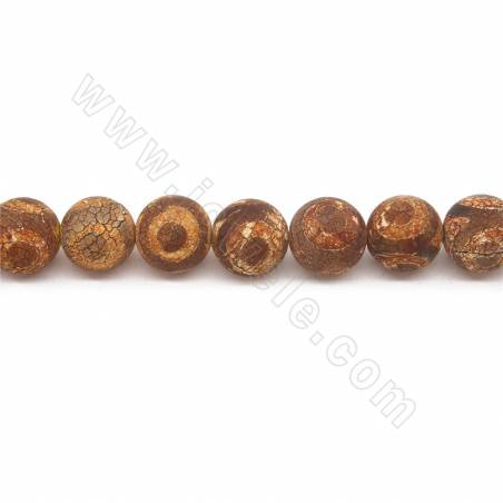 Heated Tibetan Dzi Agate Beads Strand Round Diameter 18mm Hole 2mm Length 39~40cm/Strand