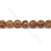 Rouleau de perles d'agate tibétaine chauffée Dzi rond diamètre 18mm trou 2mm longueur 39~40cm/rang