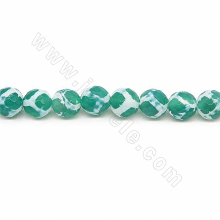 Perline di agata tibetana Dzi riscaldate Diametro rotondo sfaccettato 10mm Foro 1.5mm Lunghezza 39~40cm/filo