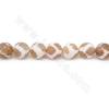 Rouleau de perles d'agate tibétaine chauffée Dzi à facettes rondes Diamètre 10mm Trou 1.2mm Longueur 39~40cm /Rouleau