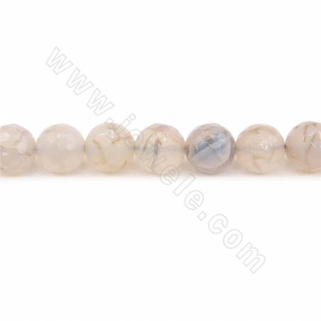 Perles agate de veines de dragon chauffé ronde facette sur fil Taille 10mm trou 1.2mm 15~16"/fil
