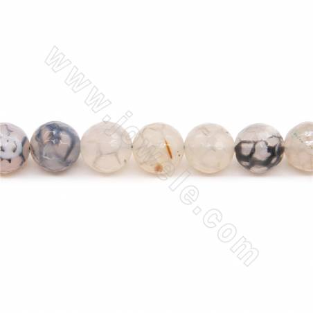 Perles agate de veines de dragon chauffé ronde facette sur fil Taille 14mm trou 1.2mm 15~16"/fil