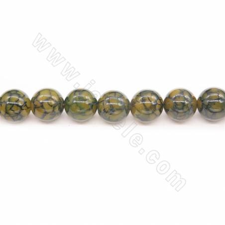 Heated Dragon Veins Agate Beads Strand Diameter 16mm Hole 1.5mm Length 39~40cm/Strand