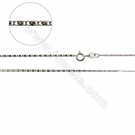 925 Sterling Silver Snail Chain x 1Piece   Size 1.4x3.5mm  Length: 16" （white gold plating）