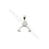 925 Sterling Silver Pinch Bail  Rhodium  16x16mm  Pin 0.1mm  Cubic Zirconia Micro Pave