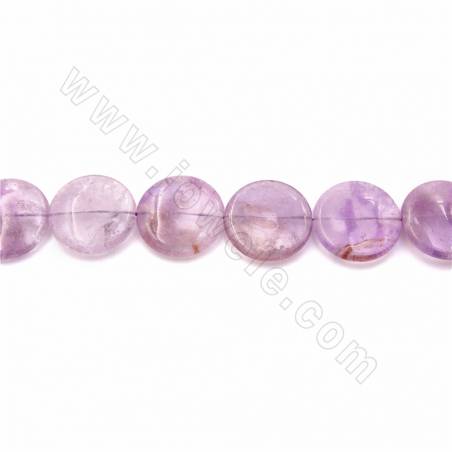 Fili di perle di ametista naturale, rotondo piatto, dimensioni 30 mm,  foro 1,2 mm, 15~16"/filare