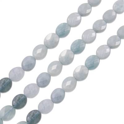 Rouleau de perles d'aigue-marine naturelles à facettes ovales 8x10mm 39-40cm/rang