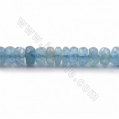 AA Fili di perle di acquamarina naturale, Abacus (sfaccettato), dimensioni 3x5mm, foro 0,7mm, 15~16"/filo
