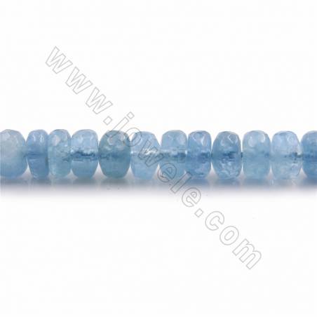 Fili di perle di acquamarina naturale, Abacus (sfaccettato), dimensioni 4x6mm, foro 0,7mm, 15~16"/filo
