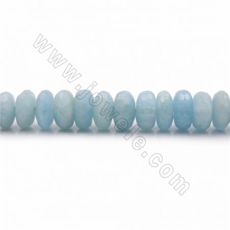 Rouleaux de perles d'aigue-marine naturelle, Abacus (facettes), taille 5x12mm, trou 0.7mm, 15~16"/rangée