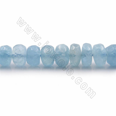 Natural Aquamarine Faceted Abacus Beads Strand Size 5x9mm Hole 0.7mm 39-40cm/Strand