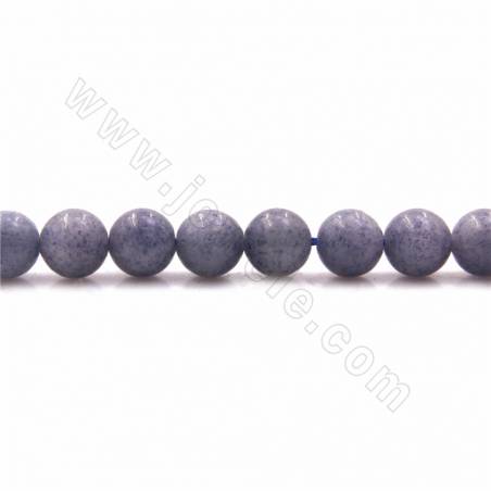 Rouleaux de perles d'aventurine naturelle bleue, ronde, diamètre 8mm, trou 1mm, 15~16"/ruban