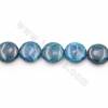 Rouleaux de perles d'apatite teintée, rond plat, diamètre15mm, trou 1mm, 15~16"/rangée