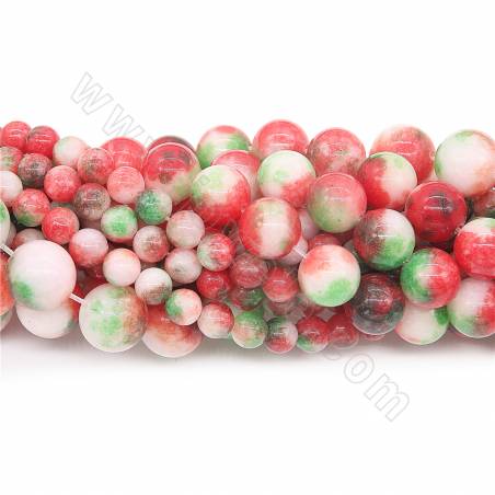 Collier de perles en pierre verte teintée rose Diamètre rond 10mm Trou 1.2mm 15 '' - 16 '' / collier