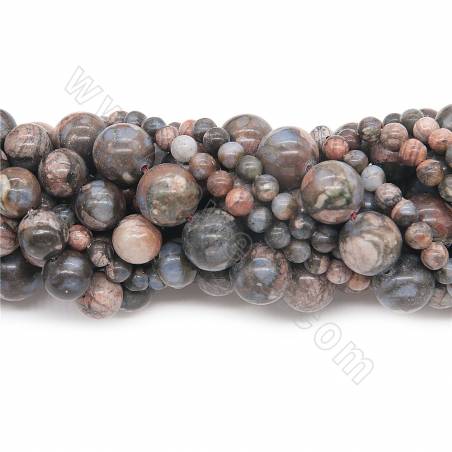 Pierre naturelle de glaucophane / Perles d'opale gris lilas en cordon rond Diamètre 6 mm Trou 1.2 mm 15~16"/carnet