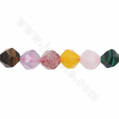 Perles de pierres naturelles assorties, étoile à facettes, taille 9x10mm, trou 1.2mm 15~16"/cordeau
