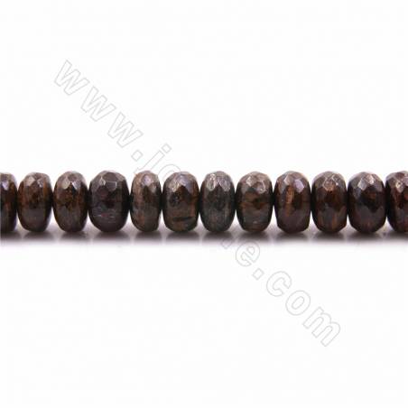 Fili di perle di pietra naturale di bronzite, abaco sfaccettato, dimensioni 6x10mm, foro 1,2mm, 15~16"/filo