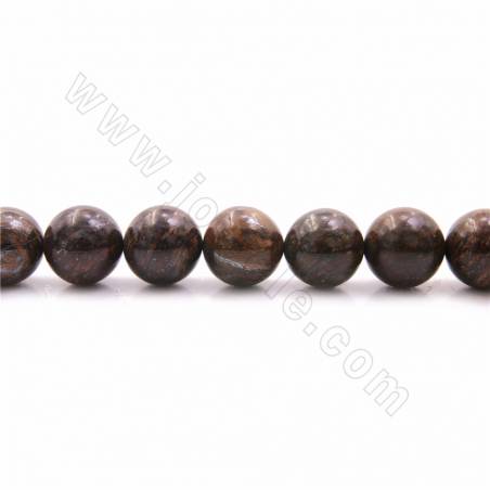 Grânulos Pedra de Bronzita Natural, Redondo, Diâmetro 16mm, Orifício 1.2mm, Comprimento 15~16"/pç