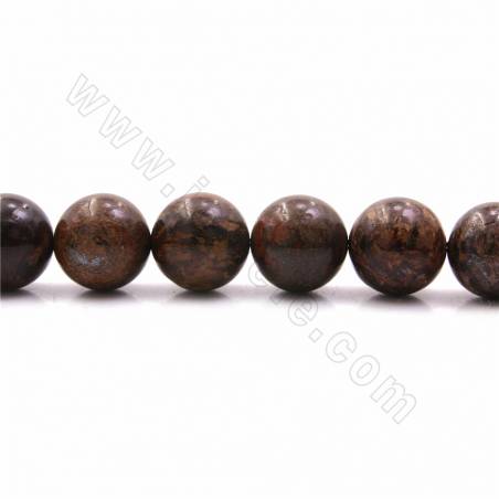 Grânulos Pedra de Bronzita Natural, Redondo, Diâmetro 18mm, Orifício 1.2mm, Comprimento 15~16"/pç