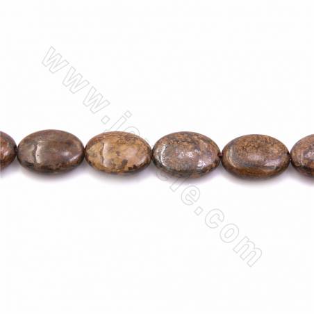 Rouleaux de perles en pierre naturelle de bronzite, plat ovale, taille 15x20mm, trou 1.2mm, 15~16"/rangée