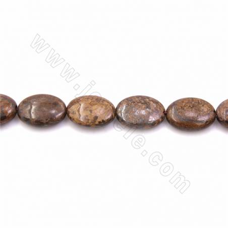 Grânulos Pedra de Bronzita Natural, Oval plano, Tamanho 18x25mm,  Orifício 1.2mm, Comprimento 15~16"/pç