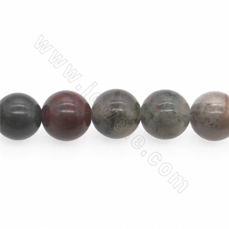 Grânulos Pedra de sangue Natural, Redondo, Diâmetro 10mm, Orifício 1mm,Comprimento 15~16"/pç.