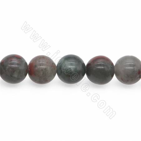 Grânulos Pedra de sangue Natural, Redondo, Diâmetro 12mm, Orifício 1mm,Comprimento 15~16"/pç.