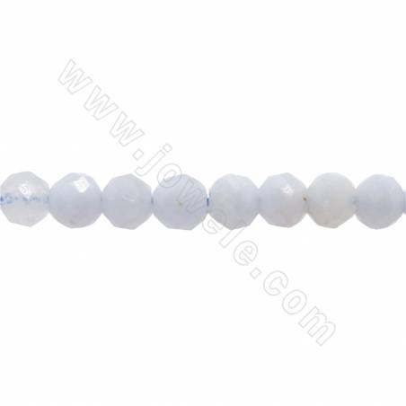 Natürliche blaue Spitze Achat Perlen Strang facettiert runder Durchmesser 5mm Loch 0,8 mm 15 ~ 16 "/ Strang