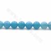Rouleaux de perles en calcédoine bleue naturelle texturée, ronde, diamètre 12mm, trou 1.5mm, 15~16"/ruban