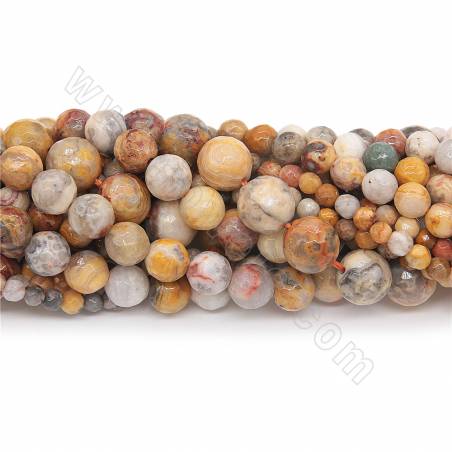 Perles en pierre naturelle de chrysanthème à facettes rondes diamètre 6mm trou 1.2mm 15''-16''/cordeau
